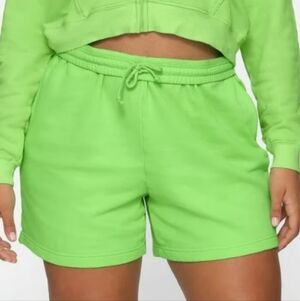 SKIMS Neon Green Cotton Fleece Rib Shorts Women’s Plus Size 2X